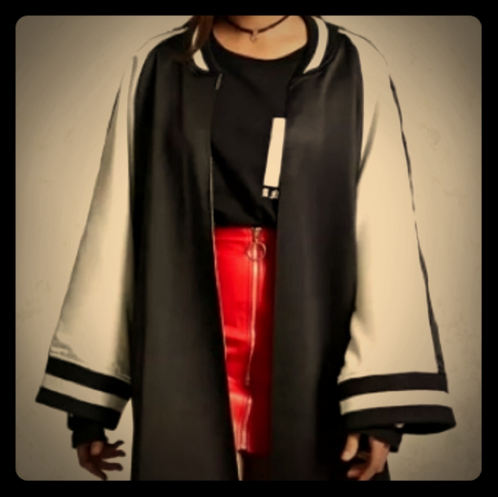 forever 21 satin longline bomber jacket